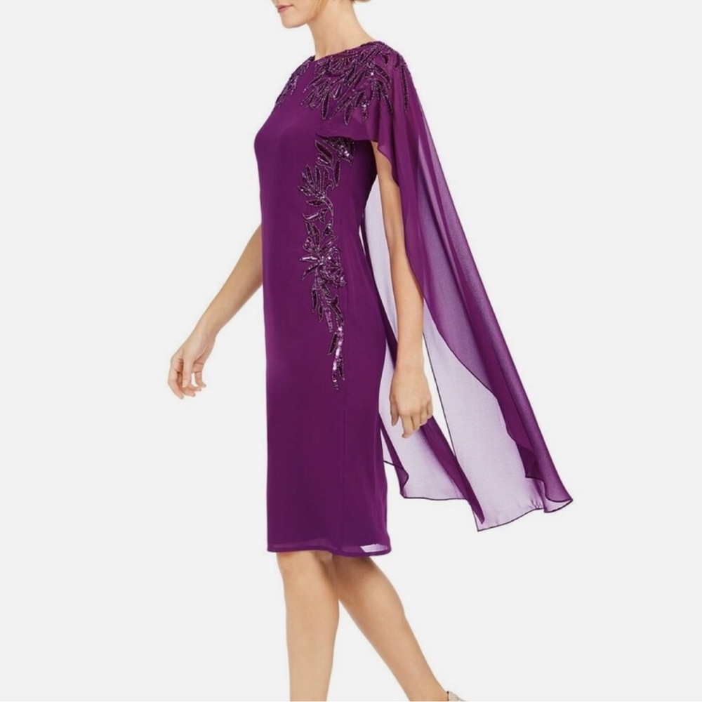 Adrianna Papell Purple Cape Dress NWT